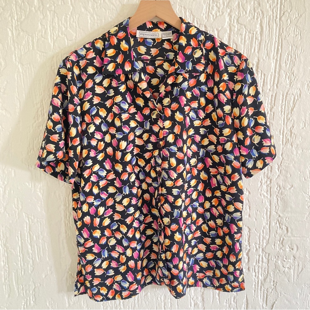 Impressions of California Short Sleeve Button Down Shirt Size Large